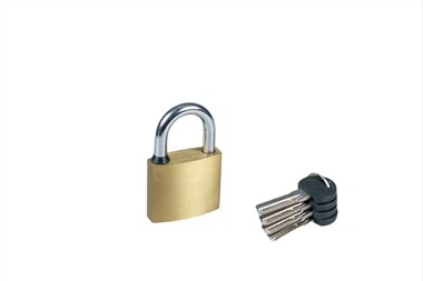 Messing hangslot met computersleutels